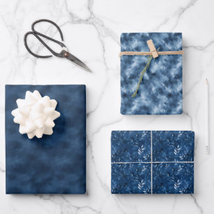 Blue Watercolor Trio Geschenkpapier Set
