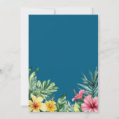 Blue Watercolor Tropical Blume Hochzeiten Save The Date (Rückseite)