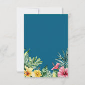 Blue Watercolor Tropical Floral Wedding RSVP Karte (Rückseite)