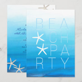 Blue Watercolor Tropical Modern Beach Party Einladung