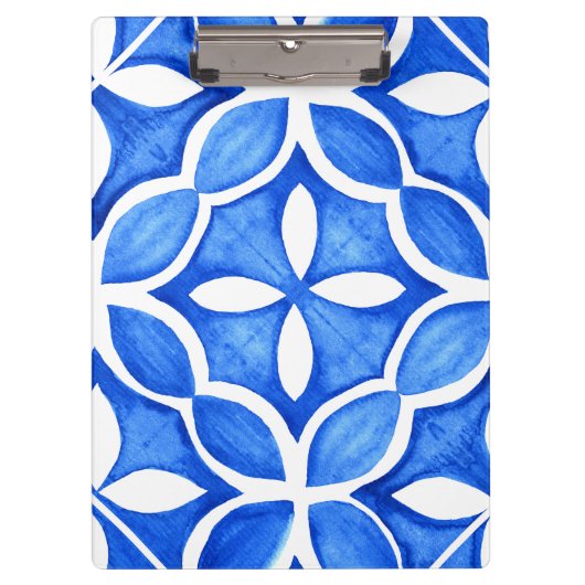 Blue Watercolor Tuscan Italienische Küche Klemmbrett (Vorderseite)