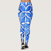 Blue Watercolor Tuscan Italienische Küche Leggings (Rückseite)