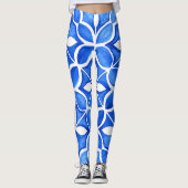 Blue Watercolor Tuscan Italienische Küche Leggings (Vorderseite)