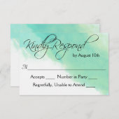 Blue Watercolor und Calligraphy Wedding RSVP (Vorne/Hinten)
