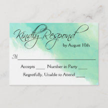 Blue Watercolor und Calligraphy Wedding RSVP