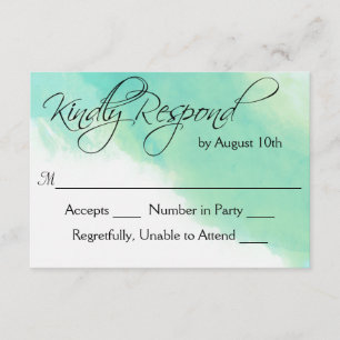Blue Watercolor und Calligraphy Wedding RSVP Karte