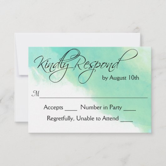 Blue Watercolor und Calligraphy Wedding RSVP Karte (Vorderseite)