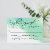 Blue Watercolor und Calligraphy Wedding RSVP Karte (Stehend Vorderseite)