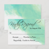 Blue Watercolor und Calligraphy Wedding RSVP Karte (Vorne/Hinten)