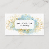 Blue Watercolor und Gold QR Code | Ernennung Visitenkarte (Vorderseite)