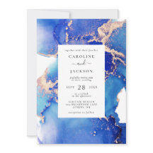 Blue Watercolor und Gold Wedding