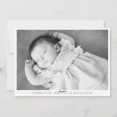 Blue Watercolor und Silver Frohe Weihnachten Foto (Rückseite)