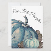 Blue Watercolor Unsere kleine Pumpkin Baby Dusche (Rückseite)