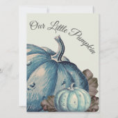 Blue Watercolor Unsere kleine Pumpkin Baby Dusche (Rückseite)