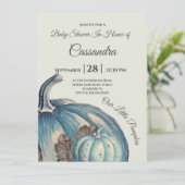 Blue Watercolor Unsere kleine Pumpkin Baby Dusche (Stehend Vorderseite)