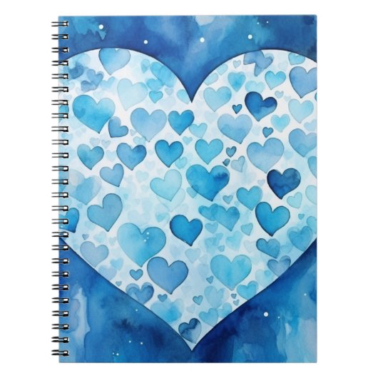 BLUE WATERCOLOR VALENTINE HEARDES NOTIZBLOCK (Vorderseite)