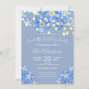Blue Watercolor Vergessen Sie mir Nots Sweet 16 Ge Einladung