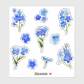 Blue Watercolor Vergiss-me-nicht-Blume Vinyl Aufkleber (Blatt)