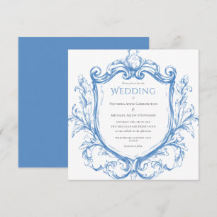 Blue Watercolor Vintage Hochzeit Einladung