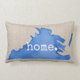 Blue Watercolor Virginia Zuhause Linen Texture Lendenkissen
