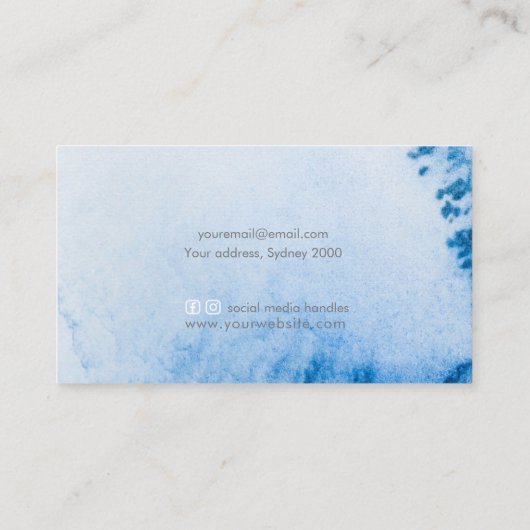 Blue Watercolor Visitenkarte | minimal (Rückseite)