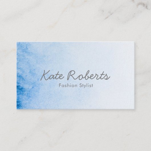 Blue Watercolor Visitenkarte | minimal (Vorderseite)
