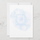 Blue Watercolor Wappen Baby Dusche Einladung (Rückseite)
