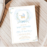 Blue Watercolor Wappen Baby Dusche