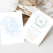 Blue Watercolor Wappen Baby Dusche Einladung