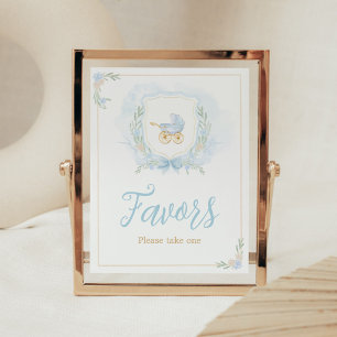 Blue Watercolor Wappen Baby Shower Favoriten Poster
