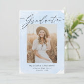 Blue Watercolor Wash 4 Foto Abschluss Ankündigung (Stehend Vorderseite)