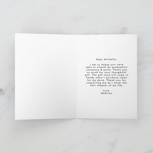 Blue Watercolor Wash Foto Abschluss Dankeskarte (Innenseite)