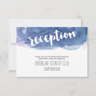 Blue Watercolor Wash Hochzeitsempfang Einladung