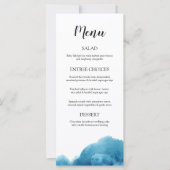 Blue Watercolor Wash Ocean Wave Wedding/Event Menü (Vorderseite)