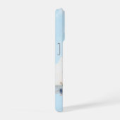 Blue Watercolor Wash Personalized Photo with Name iPhone Hülle (Rechte Seite)