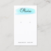 Blue Watercolor Wash Script Earring Display Visitenkarte (Vorderseite)