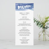 Blue Watercolor Wash Wedding Menu Menükarte (Stehend Vorderseite)