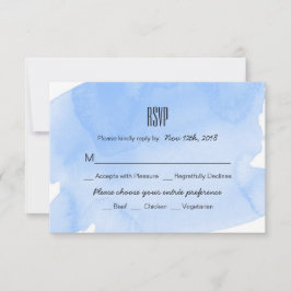 Blue Watercolor Wash Wedding RSVP Card Karte