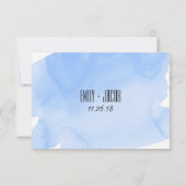 Blue Watercolor Wash Wedding RSVP Card Karte (Rückseite)