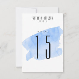 Blue Watercolor Wash Wedding Tischnummern
