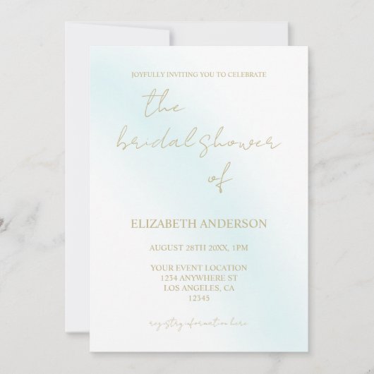 Blue Watercolor Wave Brautparty Einladung (Vorderseite)