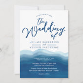 Blue Watercolor Wave | Einladung zur Hochzeit (Vorderseite)