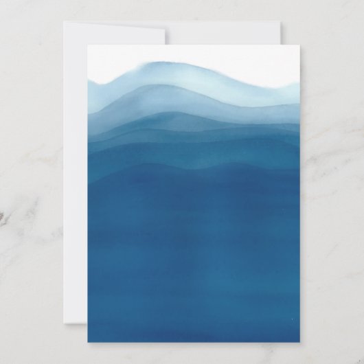 Blue Watercolor Wave | Einladung zur Hochzeit (Rückseite)