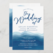 Blue Watercolor Wave | Einladung zur Hochzeit