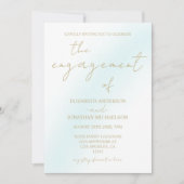 Blue Watercolor Wave Engagement Party Einladung (Vorderseite)