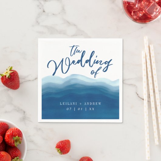 Blue Watercolor Wave | Hochzeit von Napkins Serviette (Beispiel)