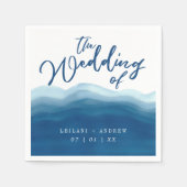 Blue Watercolor Wave | Hochzeit von Napkins Serviette (Vorderseite)