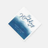 Blue Watercolor Wave | Hochzeit von Napkins Serviette (Ecke)