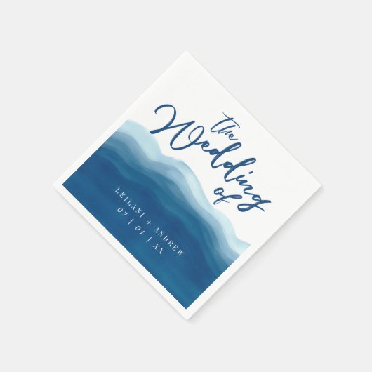 Blue Watercolor Wave | Hochzeit von Napkins Serviette (Ecke)