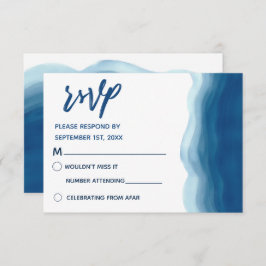 Blue Watercolor Wave | RSVP Cards Einladung